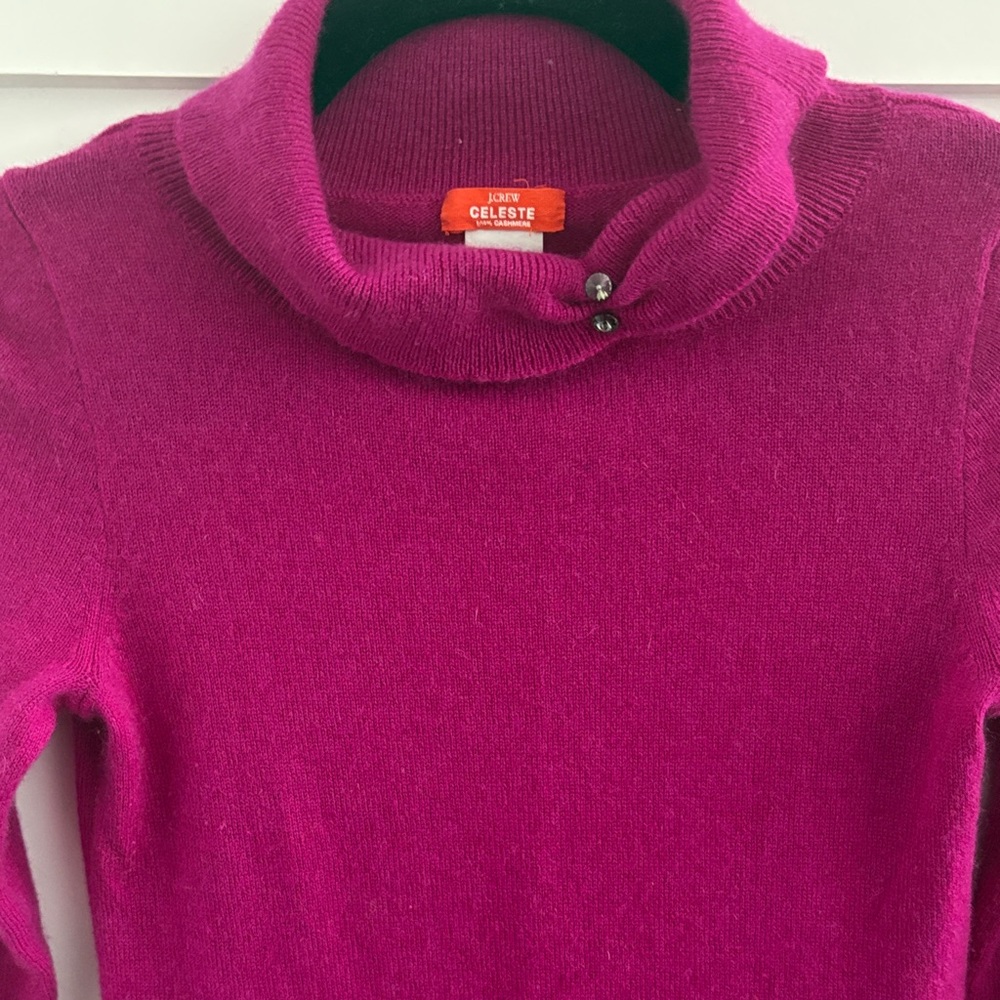 J. Crew Magenta/Pink Turtleneck Sweater Cashmere
